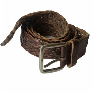 Aeropostale L Brown leather braided 1.5"‎ belt